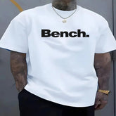 Men's Summer 100% Cotton High Quality Fashionable Casual Sports Loose Bench Printed Round Neck Short Sleeve T-shirt Top